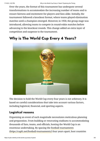 Why World Cup Is Every 4 Years? History Behind Fifas Choice