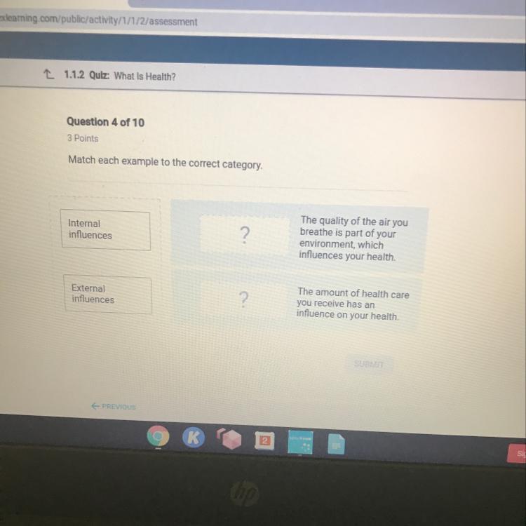match each example to the correct category