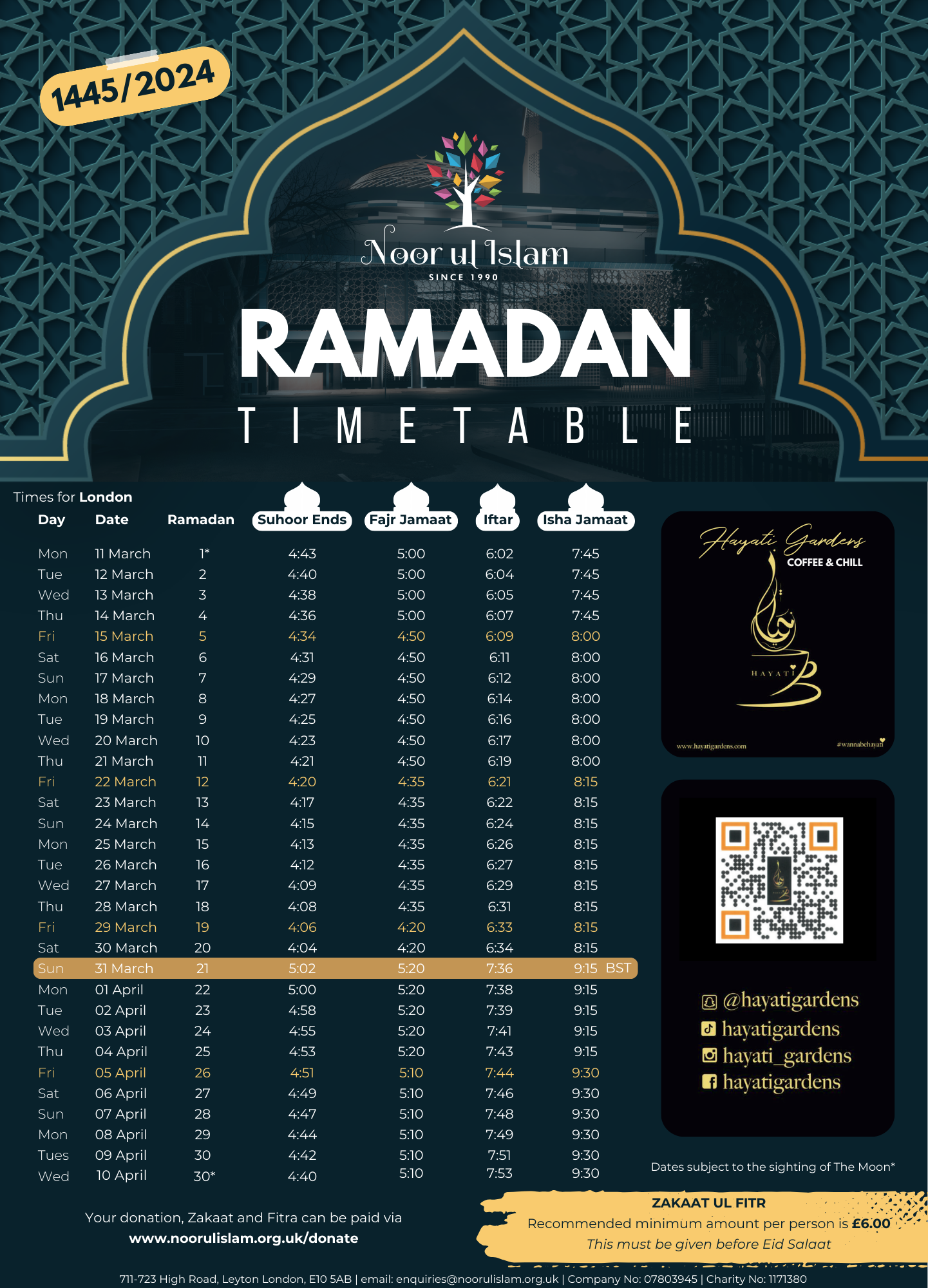 Liverpool prayer times Ramadan 2024 special schedule for fasting