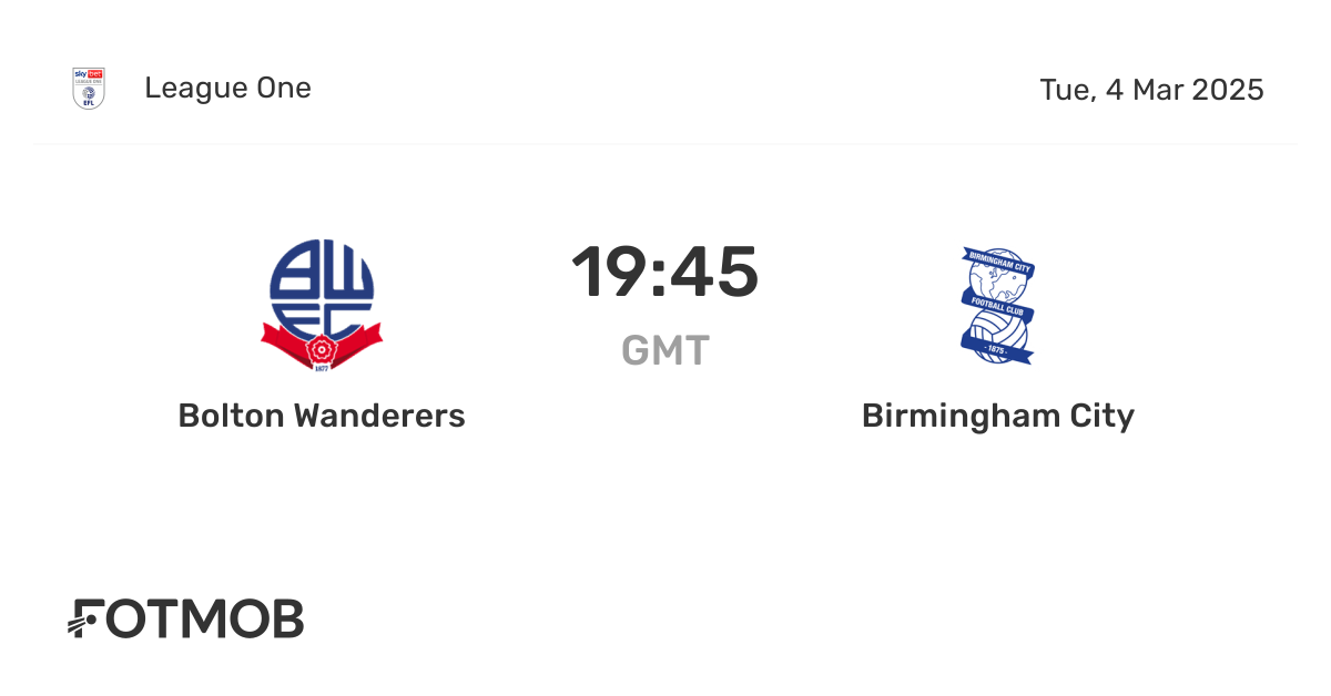 How are the standings in Bolton Wanderers F.C. vs Birmingham City F.C. match？
