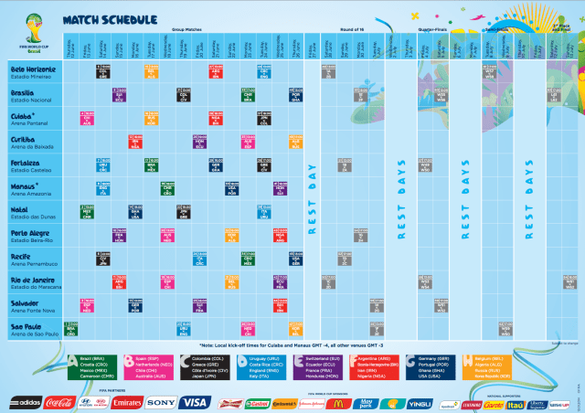 Need the soccer world cup 2014 schedule PDF？ Download the printable version now!