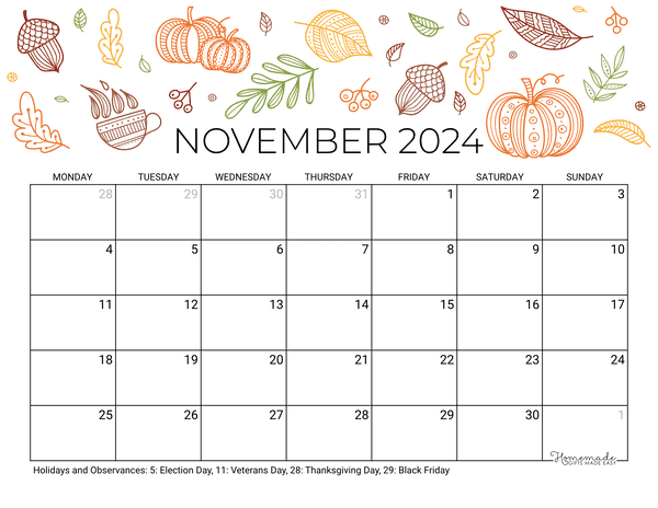 Where to find printable November 2024 calendar? Check these sources!