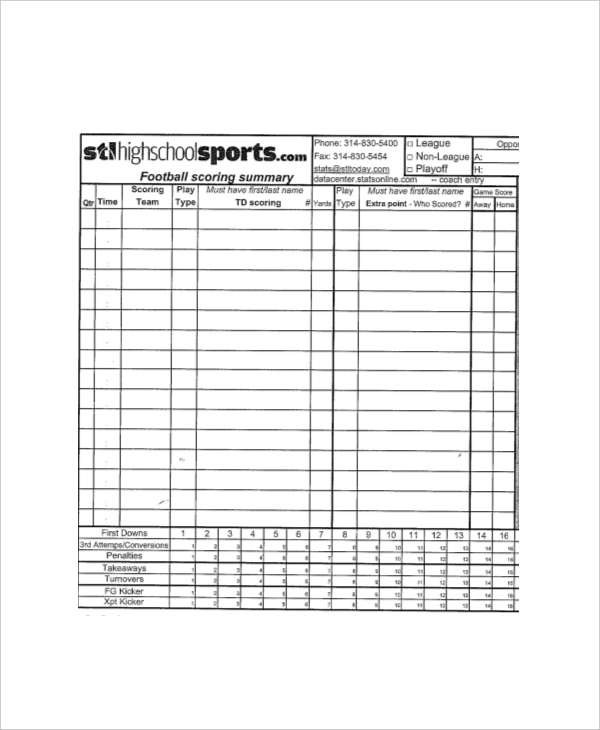 Where to find an empty football score template? Here are great sources!