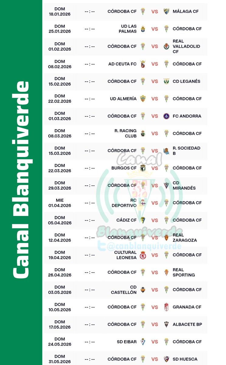 What is the latest calendario cordoba cf？ See the next match date now!