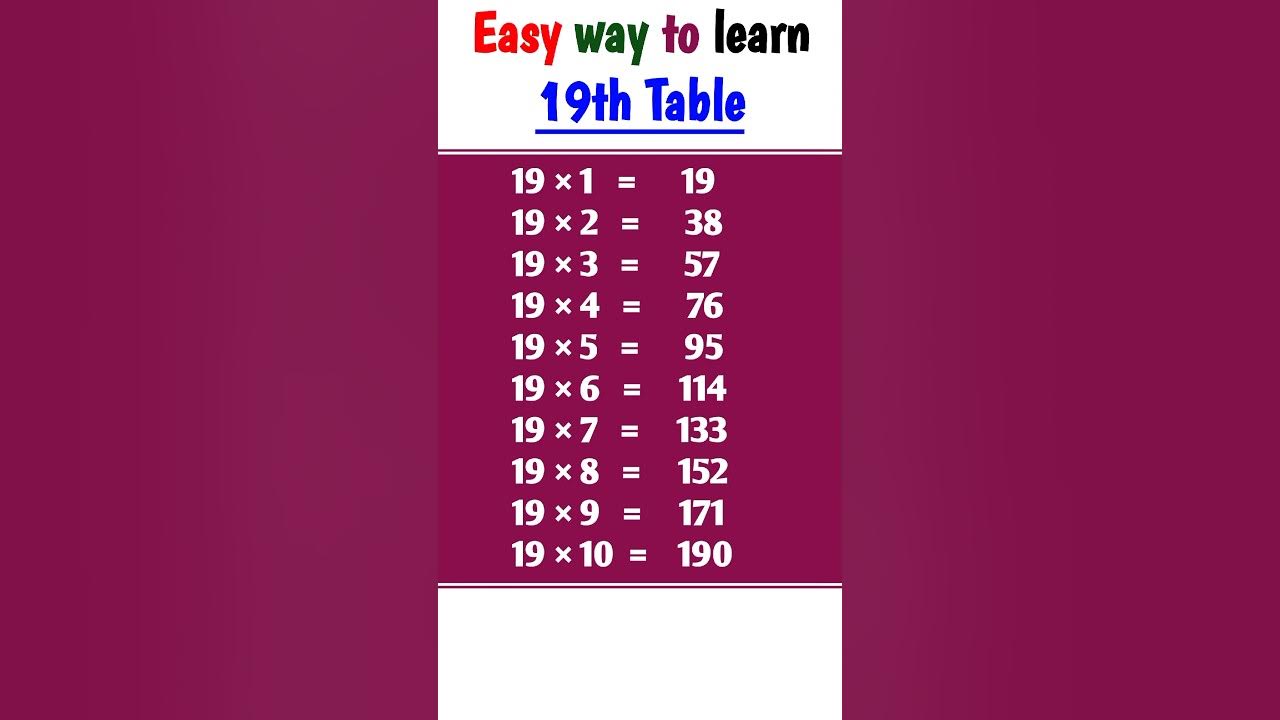 Why is the 19 times table so hard？ Unlock the easy method instantly!