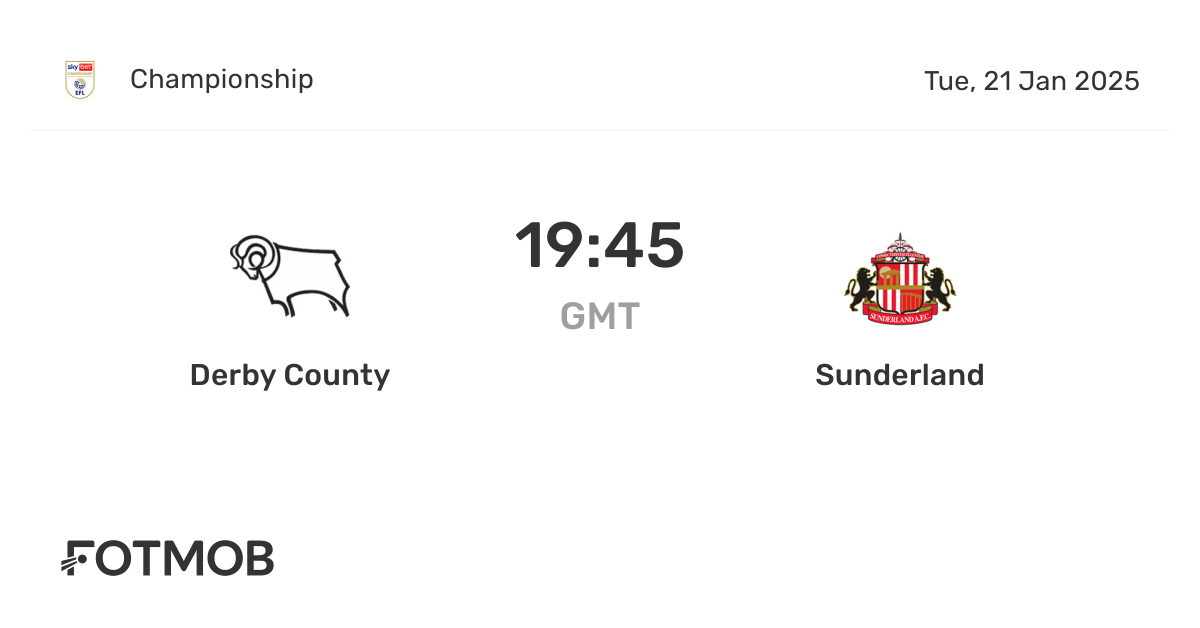 Sunderland vs Derby Stats (See Key Data)