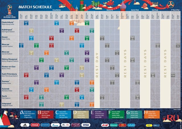 What was the official calendar for the Russia tournament？ Find all the soccer world cup 2018 dates instantly!