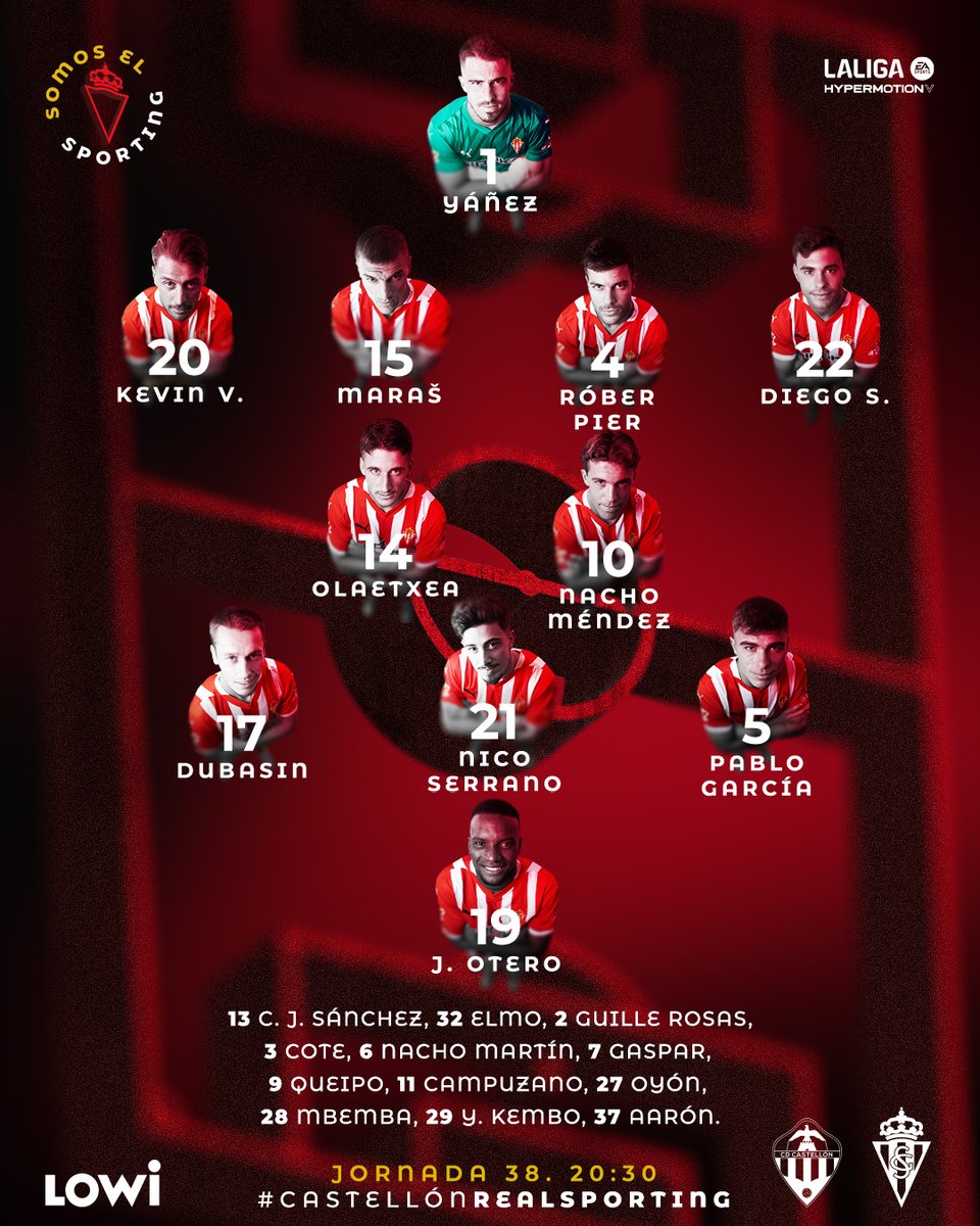 Are the line - ups of Real Sporting ready for the battle against Club Deportivo Castellón?