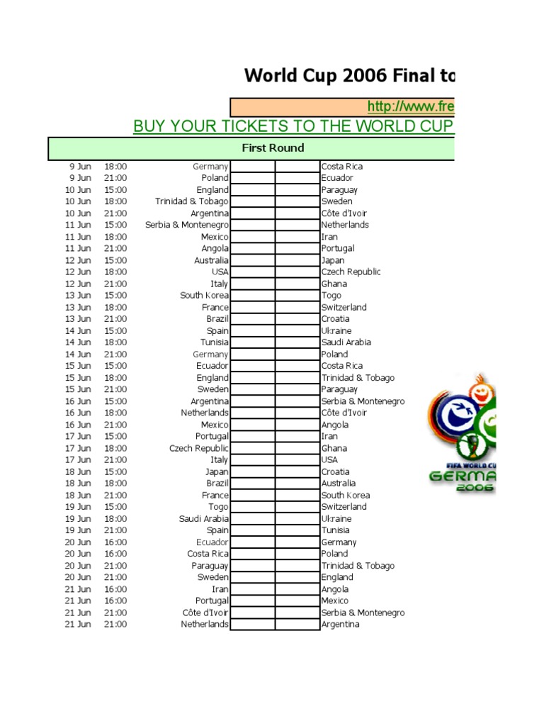 Want a printable fifa world cup 2006 schedule easily? Download the official PDF guide here!