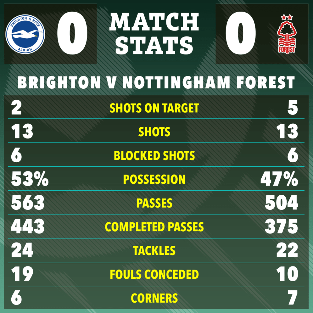 Nottingham Forest vs Brighton & Hove Albion FC stats: What are the significant statistics?