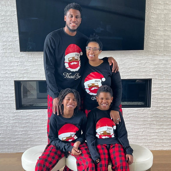 black santa christmas pajamas