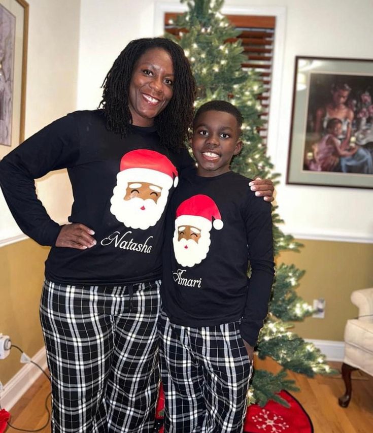 black santa christmas pajamas
