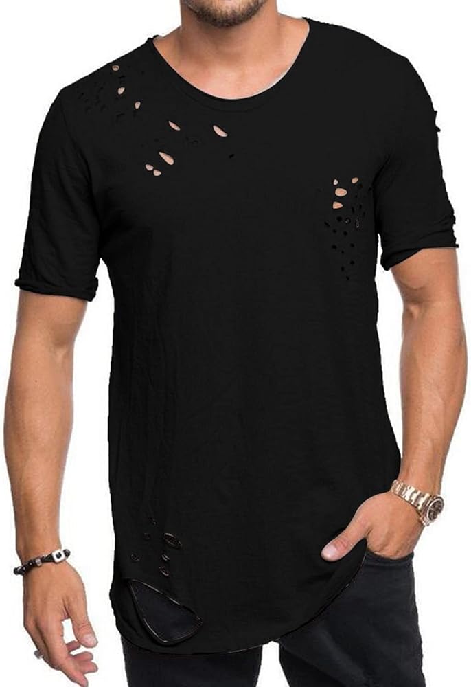 holes shirt:distressed shirt