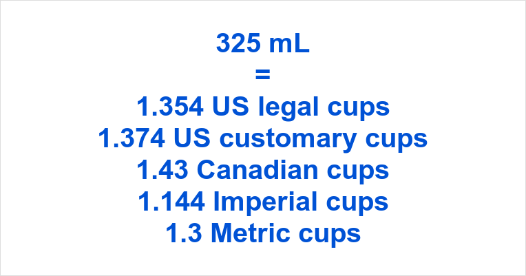 325 ml water to cups:convert 325 ml of water into cup measurements